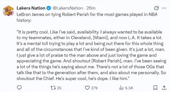 勒布朗背靠背两场高效输出 詹姆斯追平帕里什出