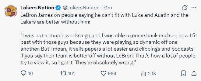 勒布朗背靠背两场高效输出 詹姆斯追平帕里什出